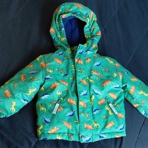 Green Dinosaur Print Hooded Jacket